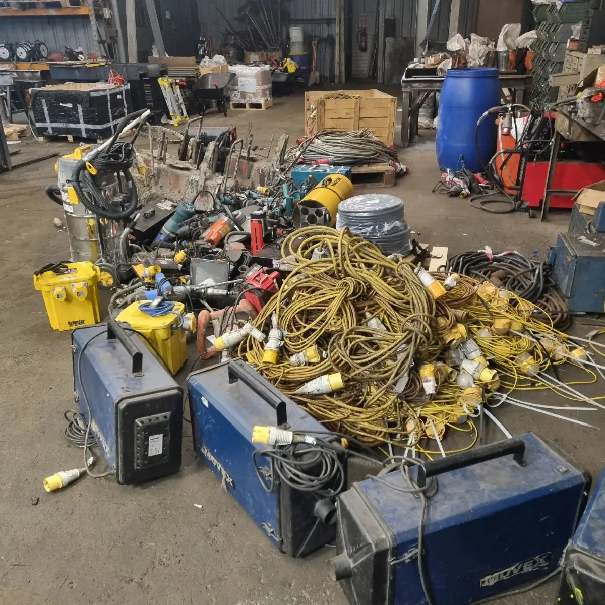 A large amount of electrical equipment waiting to be tested